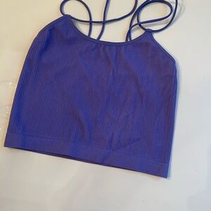 Purple Ribbed Crop Top